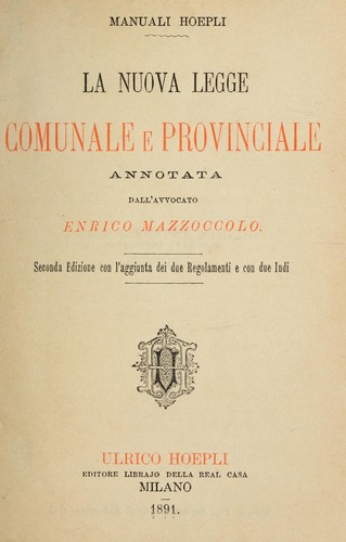 La nuova legge comunale e provinciale