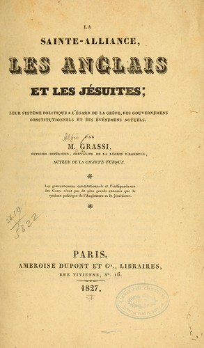 La sainte-alliance, les Anglais et les Jésuites