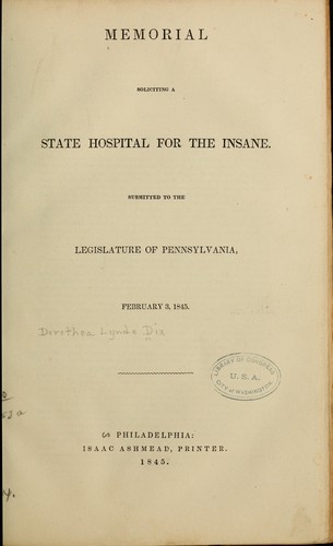 Memorial soliciting a state hospital for the insane