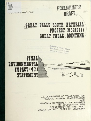 Great Falls south arterial project M 5212 (1) Great Falls, Montana, final environmental impact/4(f) statement