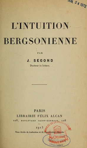L' intuition bergsonienne