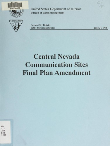 Central Nevada communication sites, final plan amendment