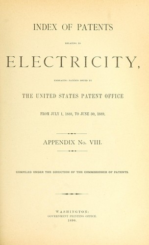 Index of patents relating to electricity