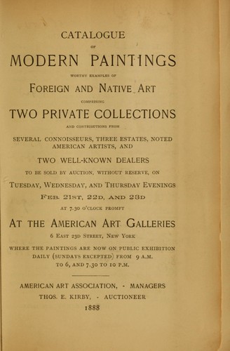 Catalogue of modern paintings, worthy examples of foreign and native art comprising two private collections