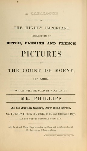 A catalogue of the highly important collection of Dutch, Flemish and French pictures of the Count de Morny ...