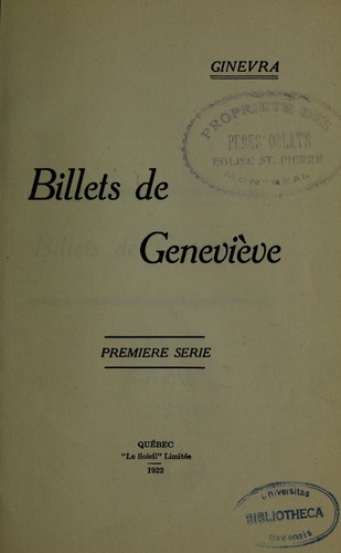Billets de Geneviève