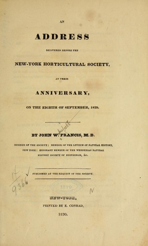An address delivered before the New York horticultural society