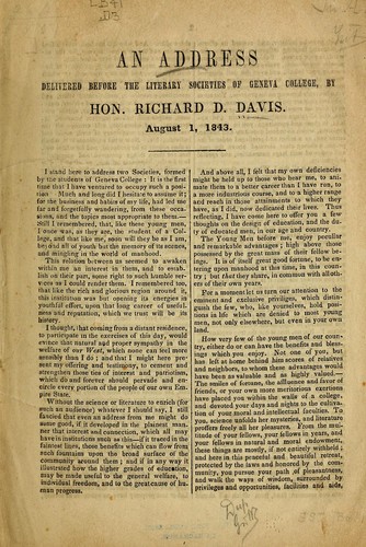 An address delivered before the literary societies of Geneva College...