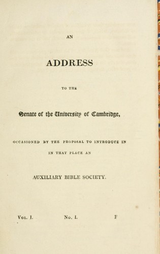 An address to the Senate of the University of Cambridge