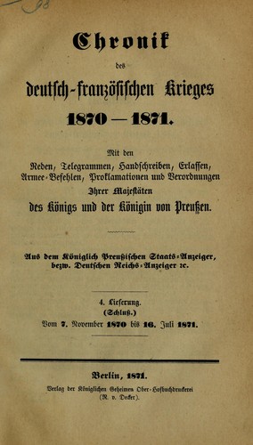 Chronik des deutsch-franzosischen Krieges 1870