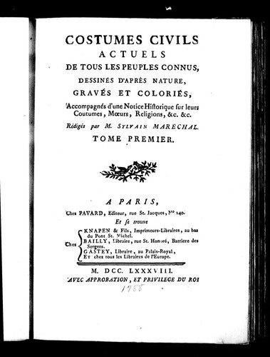 Costumes civils actuels de tous les peuples connus