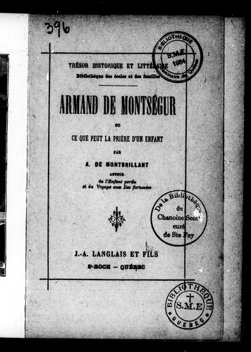 Armand de Montségur, ou, Ce que peut la prière d'un enfant