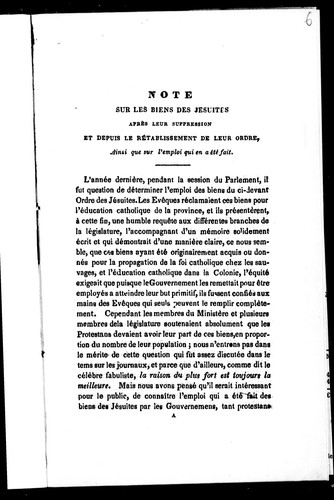 Note sur les biens des Jésuites après leur suppression et depuis le rétablissement de leur ordre