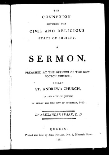 The connexion between the civil and religious state of society