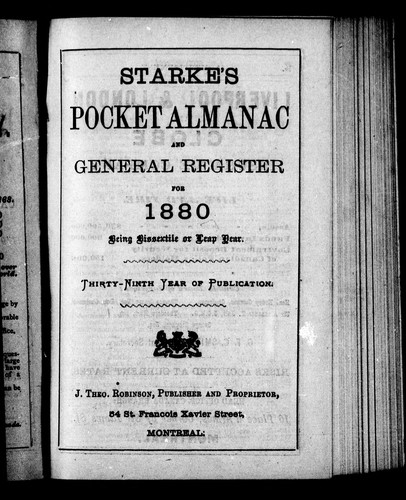 Starke's pocket almanac and general register for 1880