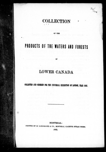 Collection of the products of the waters and forests of Lower Canada