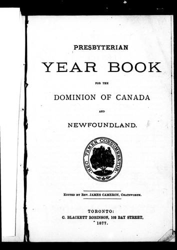 Presbyterian year book for the Dominion of Canada and Newfoundland