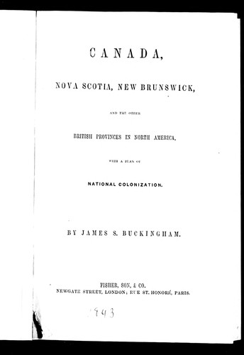 Canada, Nova Scotia, New Brunswick and other British provinces in North America