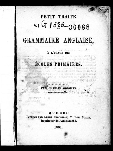 Petit traité de grammaire anglaise