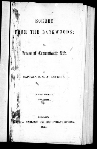 Echoes from the backwoods, or, Scenes of transatlantic life
