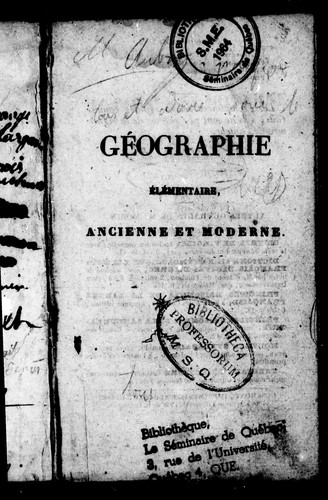 Géographie élémentaire, ancienne et moderne