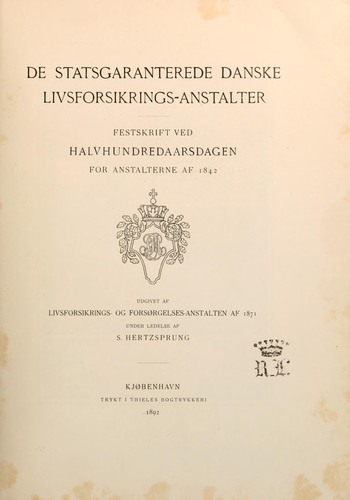 De Statsgaranterede danske livsforsikrings-anstalter