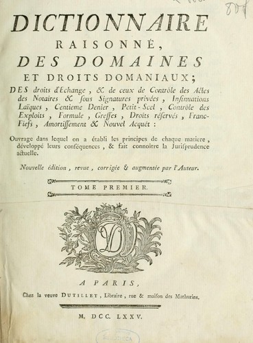 Dictionnaire raisonné des domaines et droit domaniaux
