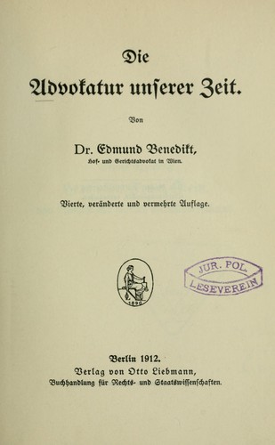 Die Advokatur unserer Zeit