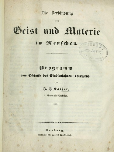 Die Verbindung von Geist und Materie im Menschen