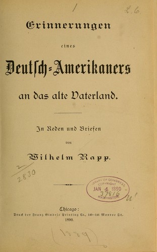 Erinnerungen eines Deutsch-amerikaners an das alte vaterland.