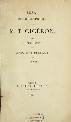 Essai bibliographique sur M.T. Ciceron