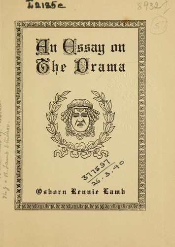 An essay on the drama