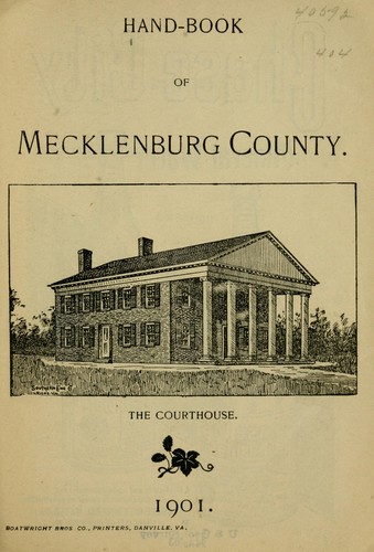 Handbook of Mecklenburg county ...