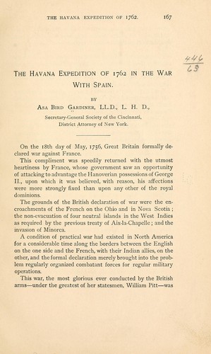 The Havana expedition of 1762 in the war with Spain