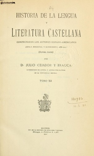 Historia de la lengua y literatura castellana