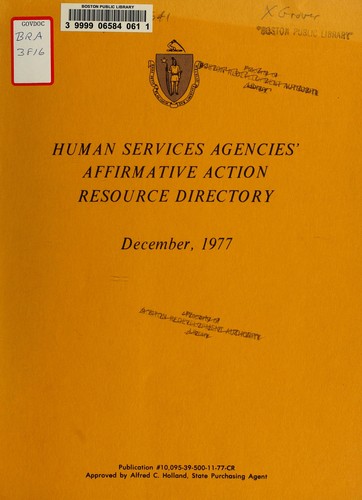 Human services agencies' affirmative action resource directory, December 1977