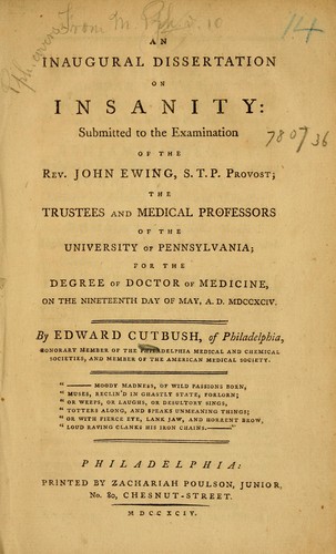 An inaugural dissertation on insanity