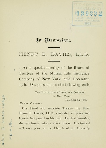 In memoriam. Henry E. Davies