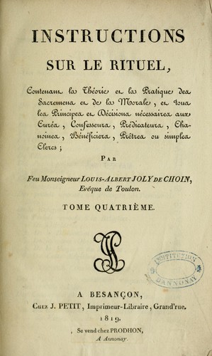 Instructions sur le rituel