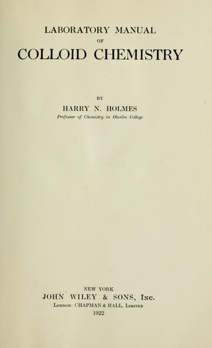 Laboratory manual of colloid chemistry.