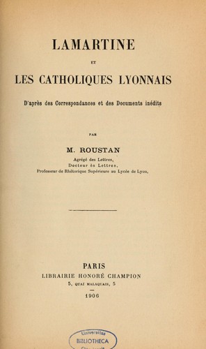 Lamartine et les catholiques lyonnais