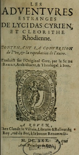 Les Adventures estranges de Lycidas cyrien et Cléorithe ehodienne