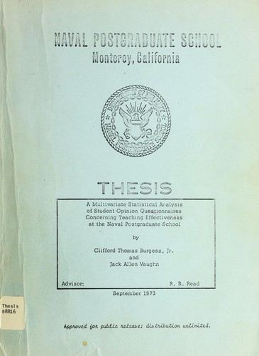 A multivariate statistical analysis of student opinion questionnaires concerning teaching effectiveness at the Naval Postgraduate School