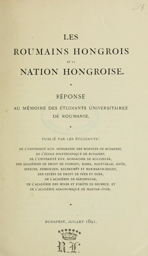 Les Roumains hongrois et la nation hongroise
