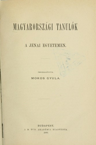 Magyarországi tanulók a jénai egyetemen