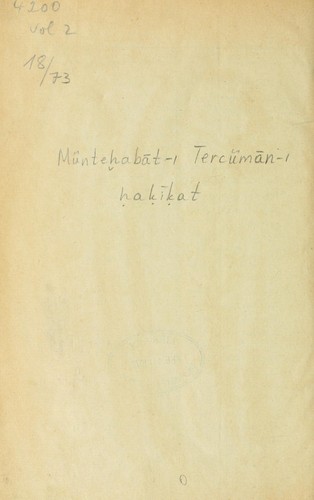 Müntehabāt-i Tercümān-i ḥaḳīḳat