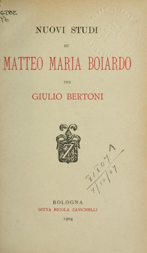 Nuovi studi su Matteo Maria Boiardo