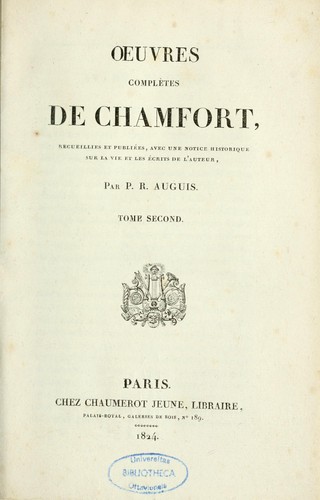 Oeuvres complètes de Chamfort