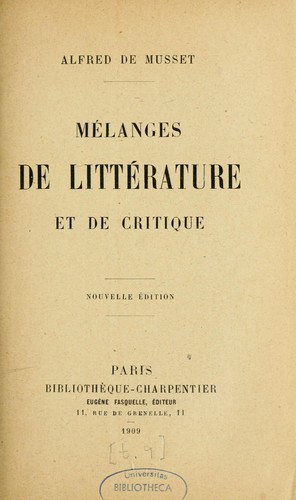 Oeuvres complètes de Musset