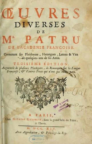 Oeuvres diverses de mr Patru